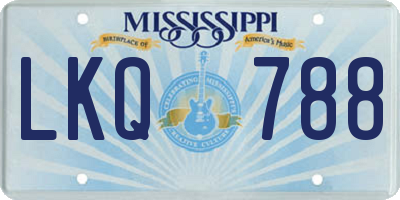 MS license plate LKQ788