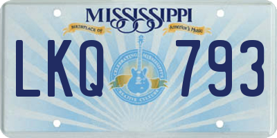 MS license plate LKQ793