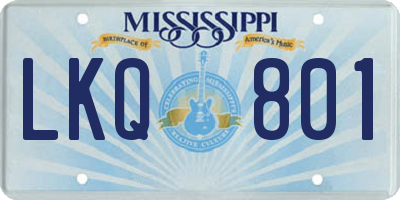 MS license plate LKQ801
