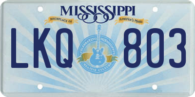 MS license plate LKQ803
