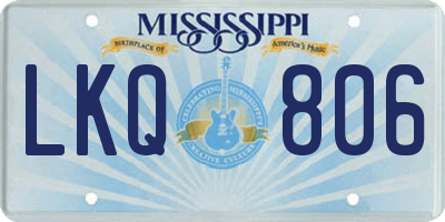 MS license plate LKQ806