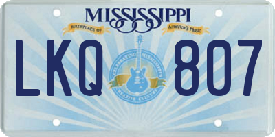 MS license plate LKQ807