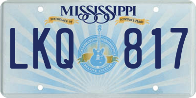 MS license plate LKQ817
