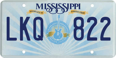 MS license plate LKQ822