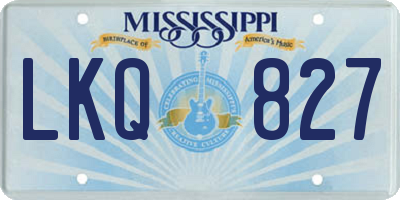 MS license plate LKQ827