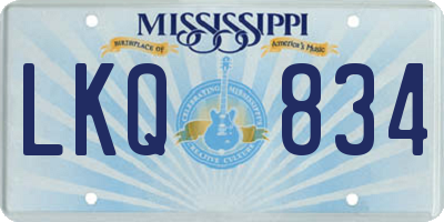 MS license plate LKQ834