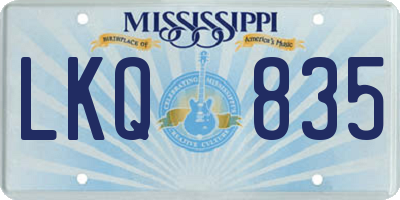 MS license plate LKQ835