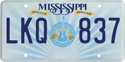 MS license plate LKQ837