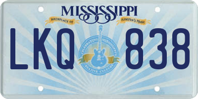 MS license plate LKQ838