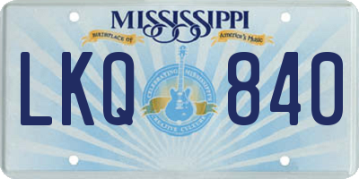 MS license plate LKQ840