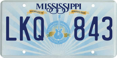 MS license plate LKQ843