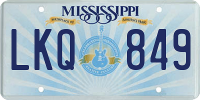 MS license plate LKQ849