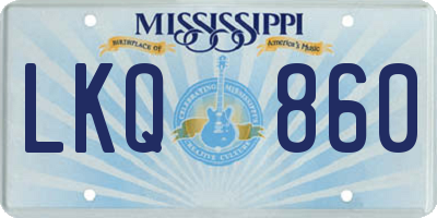 MS license plate LKQ860