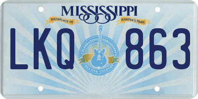 MS license plate LKQ863