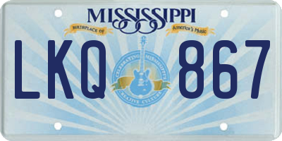 MS license plate LKQ867