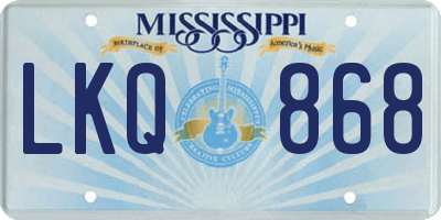 MS license plate LKQ868