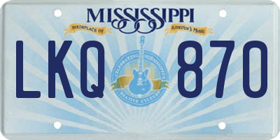 MS license plate LKQ870