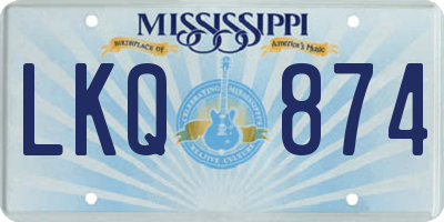 MS license plate LKQ874