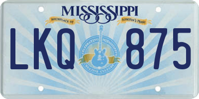 MS license plate LKQ875