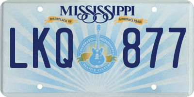 MS license plate LKQ877
