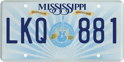 MS license plate LKQ881