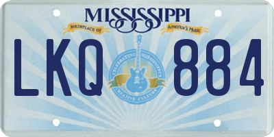 MS license plate LKQ884