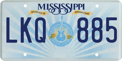 MS license plate LKQ885