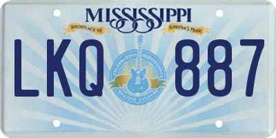 MS license plate LKQ887