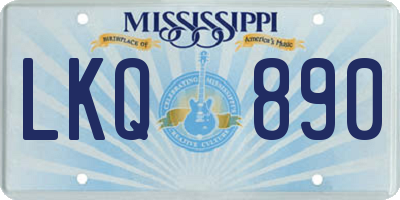 MS license plate LKQ890