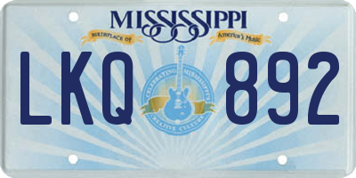 MS license plate LKQ892