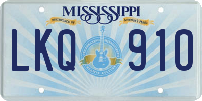 MS license plate LKQ910