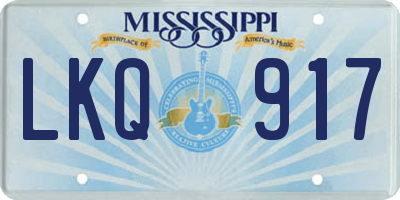 MS license plate LKQ917