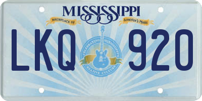 MS license plate LKQ920