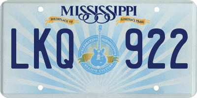 MS license plate LKQ922