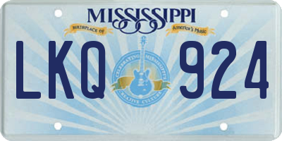 MS license plate LKQ924