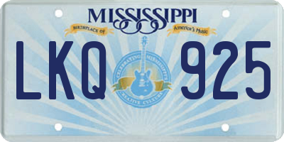 MS license plate LKQ925