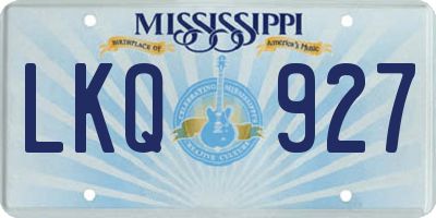 MS license plate LKQ927