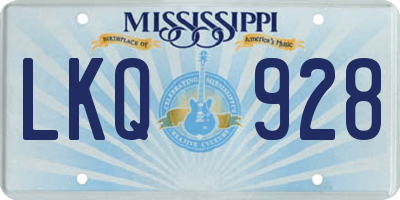 MS license plate LKQ928