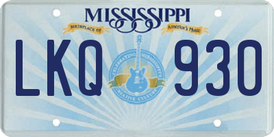 MS license plate LKQ930