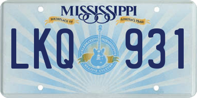 MS license plate LKQ931