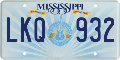 MS license plate LKQ932