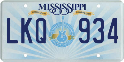 MS license plate LKQ934