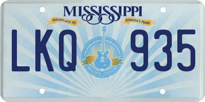 MS license plate LKQ935