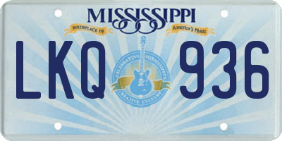 MS license plate LKQ936