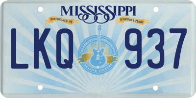 MS license plate LKQ937