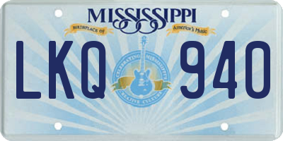 MS license plate LKQ940