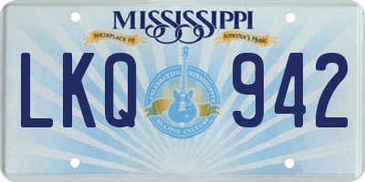 MS license plate LKQ942