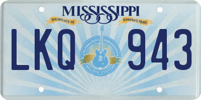 MS license plate LKQ943