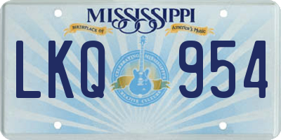 MS license plate LKQ954