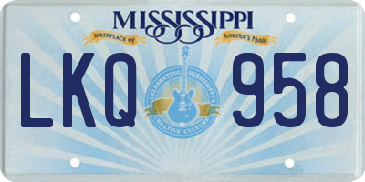 MS license plate LKQ958
